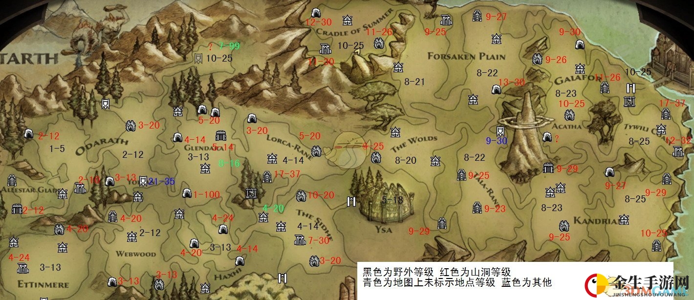 《阿玛拉王国：惩罚》全地图怪物等级一览